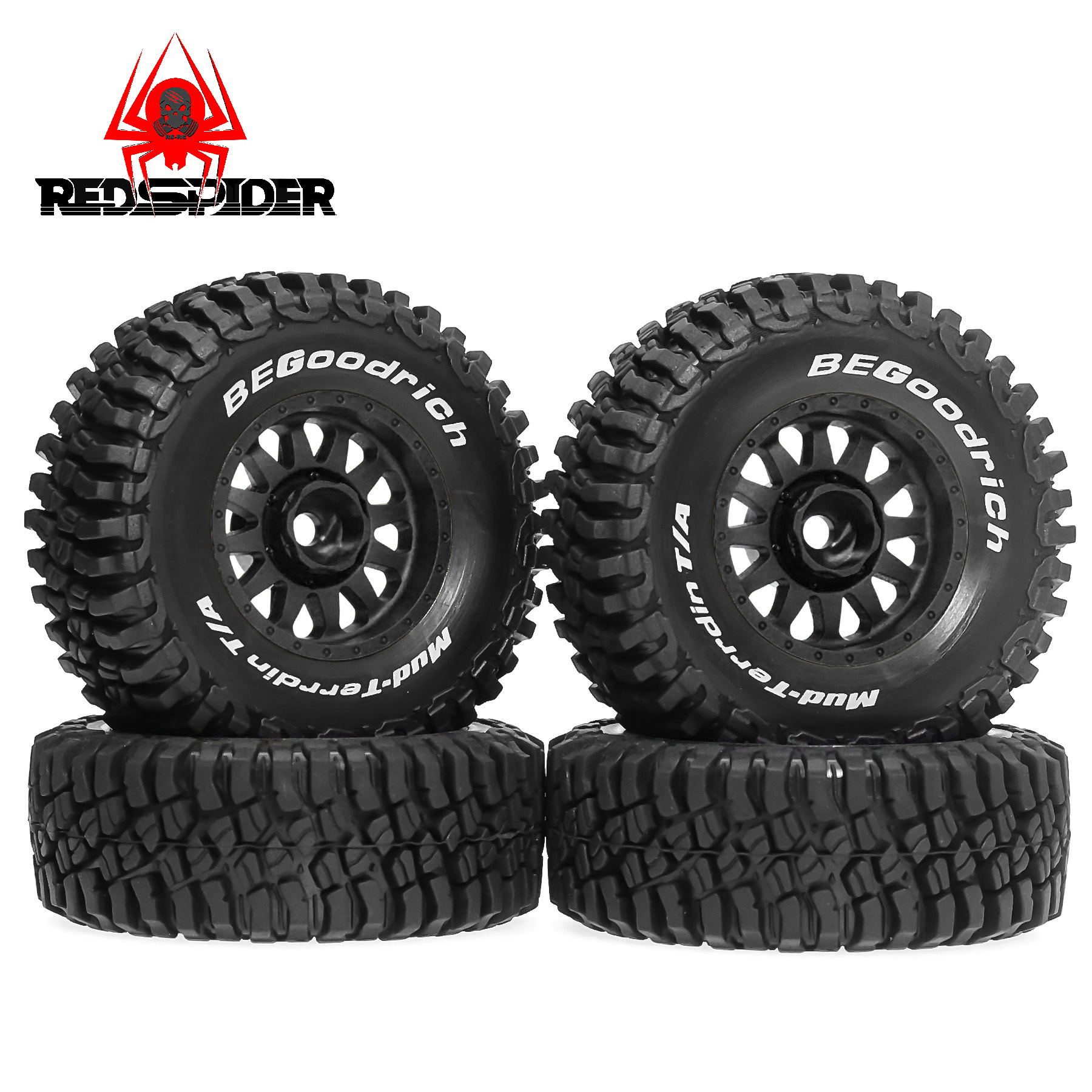 Rc Hobby Grade Truck - ยางและล้อรถบรรทุก RC 4 ชิ้น ยางออฟโรดพร้อมกาวในตัว หัวหกเหลี่ยม